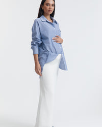 Maternity Linen Shirt (Blue Stripe) 1