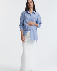 Maternity Linen Shirt (Blue Stripe) 3