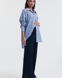 Maternity Linen Shirt (Blue Stripe) 5