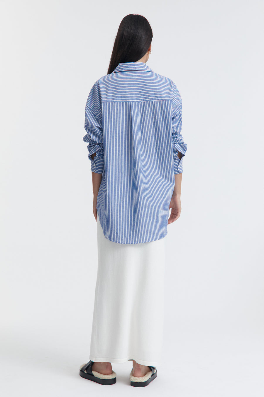 Maternity Linen Shirt (Blue Stripe) 6