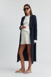 Maternity Longline Blazer (Navy Pinstripe) 1