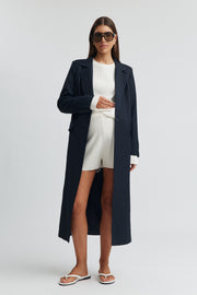 Maternity Longline Blazer (Navy Pinstripe) 3
