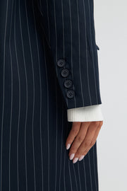 Maternity Longline Blazer (Navy Pinstripe) 4