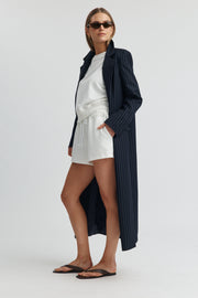 Maternity Longline Blazer (Navy Pinstripe) 6