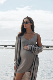 Maternity Longline Cardigan (Wheat) 5
