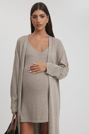 Maternity Longline Cardigan (Wheat) 6