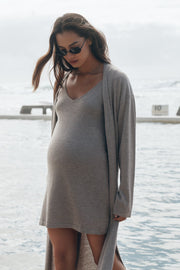 Maternity Longline Cardigan (Wheat) 7