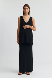 Maternity Longline Crepe Tank (Black) 3