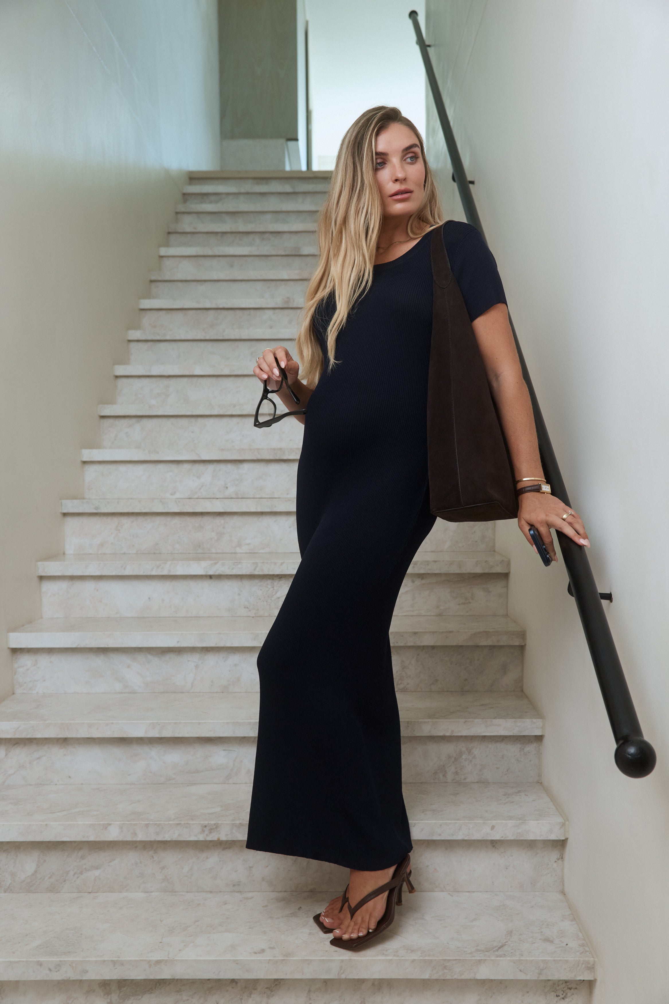 knee length dresses for ladies Gold Luxury Maternity Wrap Gown, Gender Reveal, Pregnant Guest, Baby Shower Large / Bronze