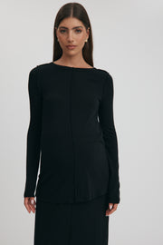 Maternity Merino Wool Blend Crew Neck Top (Black) 8