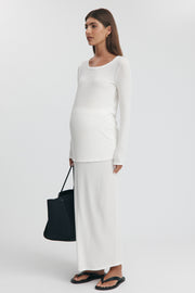 Maternity Merino Wool Blend Crew Neck Top (Ivory) 10
