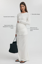 Maternity Merino Wool Blend Crew Neck Top (Ivory) 3