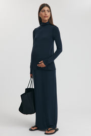 Maternity Merino Wool Blend Mock Neck Top (Navy) 11
