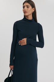 Maternity Merino Wool Blend Mock Neck Top (Navy) 12