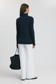Maternity Merino Wool Blend Mock Neck Top (Navy) 18
