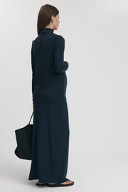 Maternity Merino Wool Blend Mock Neck Top (Navy) 19