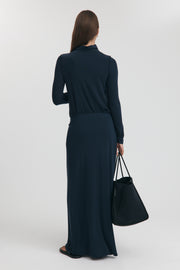 Maternity Merino Wool Blend Mock Neck Top (Navy) 20