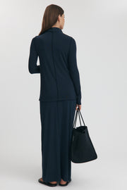 Maternity Merino Wool Blend Mock Neck Top (Navy) 21