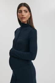 Maternity Merino Wool Blend Mock Neck Top (Navy) 5