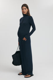Maternity Merino Wool Blend Mock Neck Top (Navy) 7