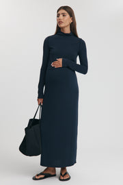 Maternity Merino Wool Blend Mock Neck Top (Navy) 9
