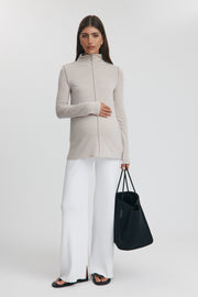 Maternity Merino Wool Blend Mock Neck Top (Oat) 21