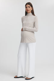 Maternity Merino Wool Blend Mock Neck Top (Oat) 22