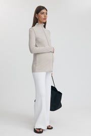Maternity Merino Wool Blend Mock Neck Top (Oat) 23