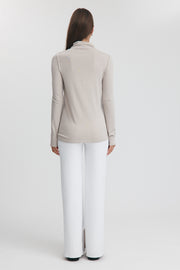 Maternity Merino Wool Blend Mock Neck Top (Oat) 24