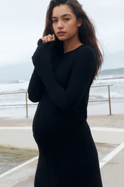 Maternity Merino Wool Blend Skirt (Black) 5