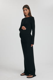 Maternity Merino Wool Blend Skirt (Black) 6