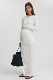 Maternity Merino Wool Blend Skirt (Ivory) 1