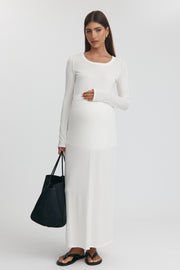 Maternity Merino Wool Blend Skirt (Ivory) 15