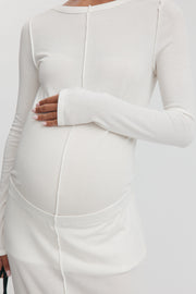 Maternity Merino Wool Blend Skirt (Ivory) 3