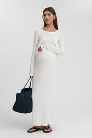Maternity Merino Wool Blend Skirt (Ivory) 9