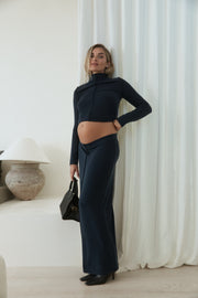 Maternity Merino Wool Blend Skirt (Navy) 3