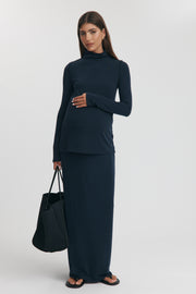 Maternity Merino Wool Blend Skirt (Navy) 4