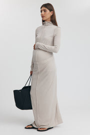 Maternity Merino Wool Blend Skirt (Oat) 1