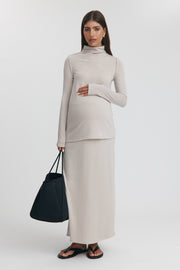 Maternity Merino Wool Blend Skirt (Oat) 15