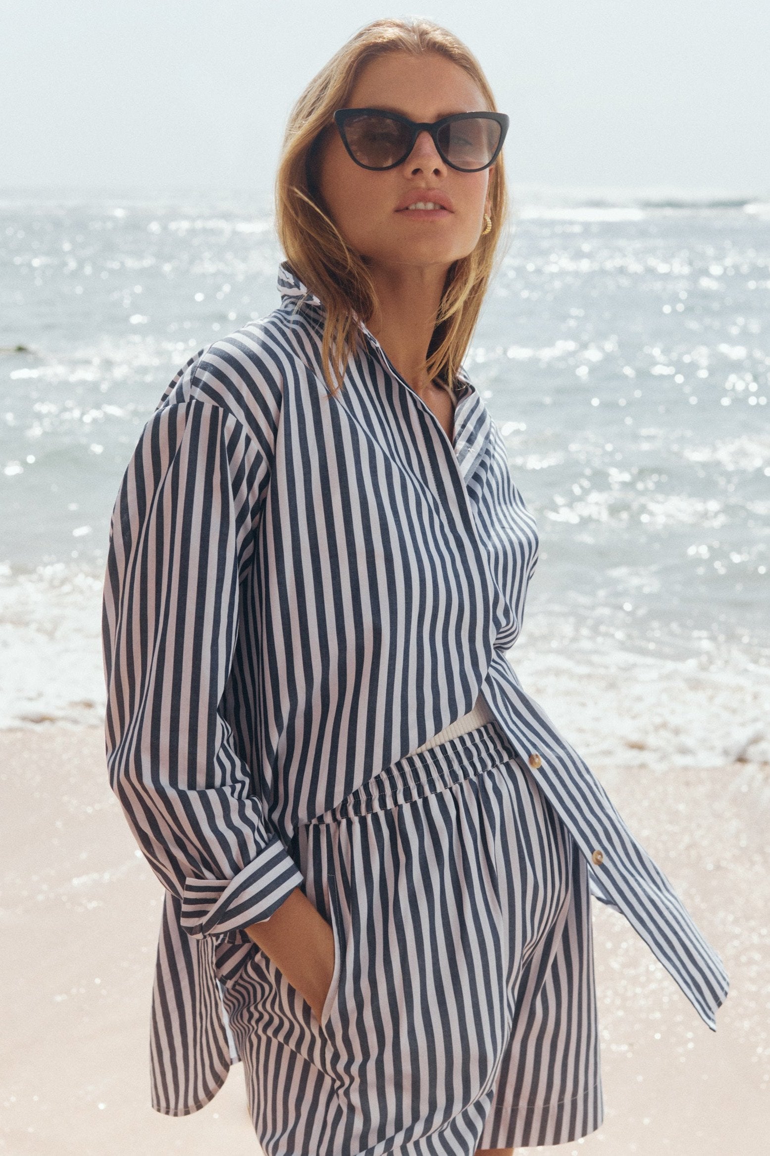 Maternity Navy Stripe Shirt 1