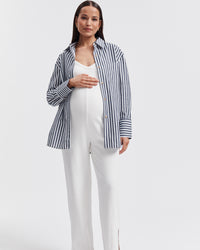 Maternity Navy Stripe Shirt 2