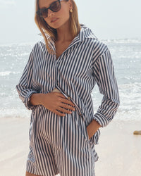 Maternity Navy Stripe Shirt 4