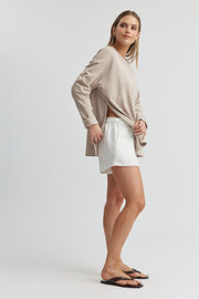 Maternity Organic Cotton Long Sleeve Tee (Café Crème) 6