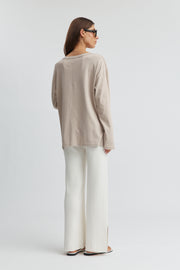 Maternity Organic Cotton Long Sleeve Tee (Café Crème) 7