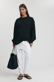 Maternity Organic Cotton Lounge Joggers (White) 4