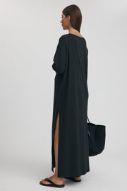 Maternity Organic Cotton Maxi Dress (Black) 12