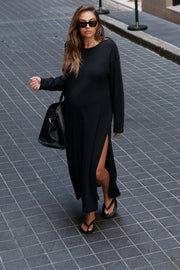Maternity Organic Cotton Maxi Dress (Black) 2