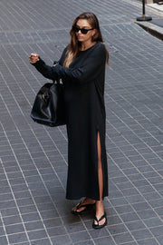 Maternity Organic Cotton Maxi Dress (Black) 4