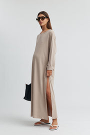  Maternity Organic Cotton Maxi Dress (Café Crème) 1