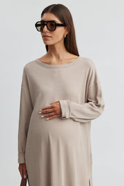  Maternity Organic Cotton Maxi Dress (Café Crème) 2